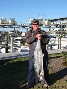 Gary Norris with a 44 lb. king caught on live bait running up to Hatteras out of Morehead City. He was fishing with Frank Eastman on Frank's boat the "Miss Kayley."