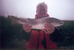 Dennis Branger, from Parkton, MD, with a red drum caught on a live mud minnow near Southport. He was fishing with Capt. Greer Hughes of Cool Runnings Charters out of Oak Island.