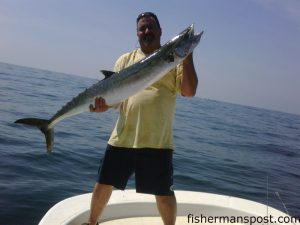 James Blanton, from Wrightsboro, NC, with a 35 lb. king mackerel that fell for a live pogy at AR-382.