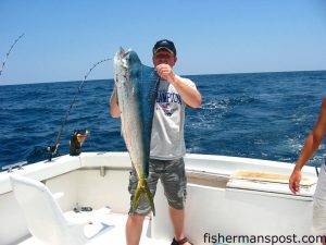 Don Beckley with a doplphin he hooked off shore of the Horseshoe on a dead cigar minnow. He was trolling with Capt. Richard Flick of Get Reel Charters out of Southport.