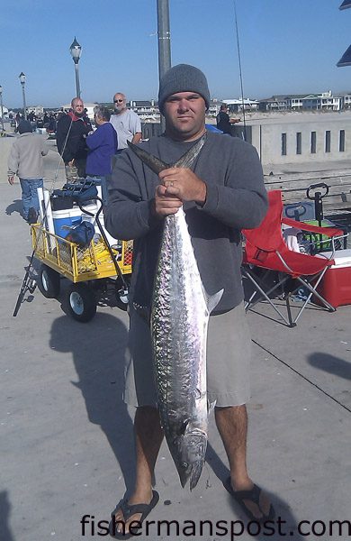 J.D. Elliott, of Wilmington, with a 24.4 lb. king mackerel that bit a live bluefish off the end of Johnnie Mercer’s Pier.