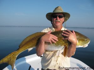 Steve Crook, of Raleigh, NC, with his first citation red drum, hooked on a popping cork rig in the Neuse River near Oriental while he was fishing with Capt. Gary Dubiel of Spec Fever Guide Service.