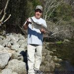 Tim Rudder, of Chasin' Tails Outdoors, with a 4 lb. speckled trout he caught and released in a Bogue Sound creek while casting a live mud minnow.