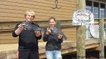 Stephen Woodland and Brie Wheaton with a pair of fat black sea bass they hooked on squid while bottom fishing in 120' of water off Beaufort Inlet. Photo courtesy of Chasin' Tails Outdoors.