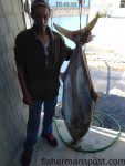 Gene Walker, of Dunn, NC, with a 114 lb. amberjack that he hooked while fishing along the break off Carolina Beach with Capt. David Marshall of Musicman Charters. Weighed in at Island Tackle and Hardware.