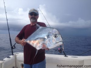 Bob Brandon, of Kingsport, TN, with an African pompano that struck a live menhaden near Frying Pan Tower in 85' of water. He was fishing with Capt. Kevin Sneed of Rigged and Ready Charters.