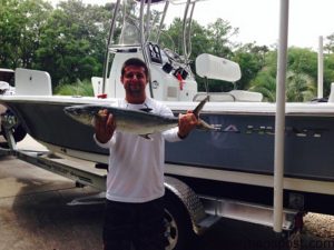 Zachary Shilen, of Raleigh, NC, with a citation 6.2 lb. spanish mackerel that struck a pink Yo-Zuri Deep Diver off Oak Island while fishing with his girlfriend and family.