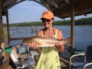 Carol McGinnis with a 24" red drum that struck a spinnerbait in the Shalotte River.