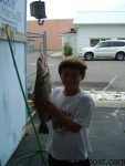 Andrew Botterio with a 20" speckled trout that bit a MirrOlure in Carolina Beach Inlet.