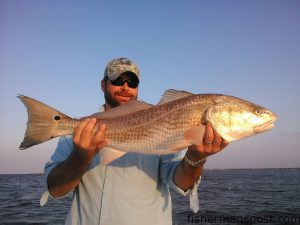 Billy Cipriani, of Ellerbe, NC, with a red drum that struck a live bait near Southport while he was fishing with Capt. Greer Hughes of Cool Runnings Charters.