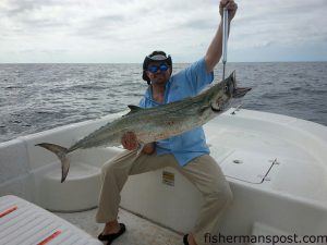 John Hedgepeth, of Charlotte, with a 38 lb. king mackerel that bit a pink Yo-Zuri Deep Diver near 10 Mile Rock while he was fishing off Wrightsville Beach with J.B. Renshaw.