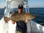 Rob Cordero, of Bogue, NC, with a 12 lb. gag grouper that bit a bucktail jig near Christmas Rock while he was fishing with Capt. Rob Koraly of Sandbar Safari Charters.