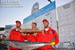 The "Reel Blessed" crew and the tournament record 53.25 lb. king mackerel that earned them the event's guaranteed $25,000 first place prize. Kevin and Jordan Norris and Curtis Trexel landed the monster mackerel after it fell for a live menhaden in 30' of water off Topsail Island.