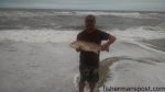 Jason Henderson, of Flat Top Lake, WV, with an over-slot red drum that struck a chunk of bluefish in the Buxton surf.