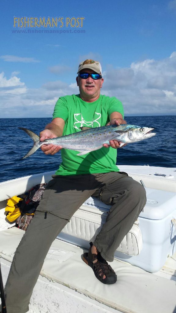 John Tosing with a 4 lb. spanish mackerel that bit a live bait near Cape Lookout while he was fishing with Capt. Chris Kimrey of Mount Maker Charters.