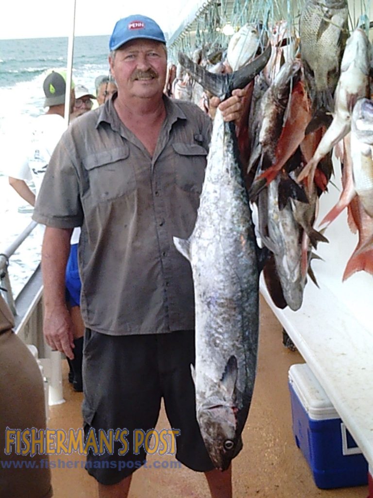 Don Beierwaltes with a 32.5" king mackerel that bit a porgy fillet while he was bottom fishing off Beaufort Inlet about the headboat "Carolina Princess."