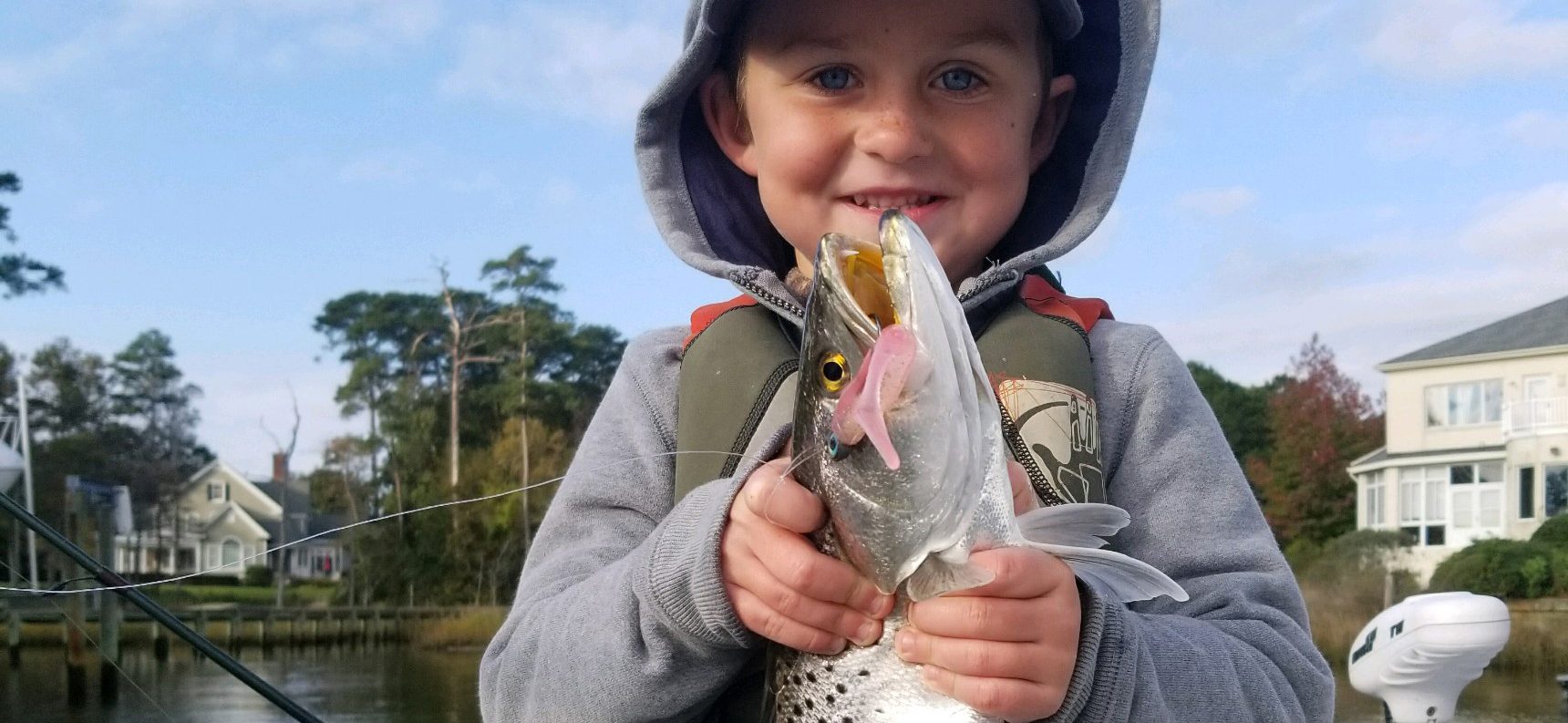 Landon Brothers (age 4) with a speckled trout that hit a Z-Man P